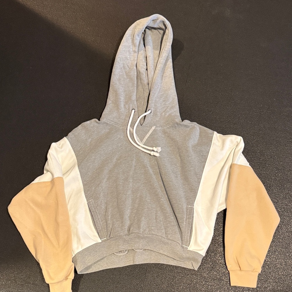 Abercrombie & Fitch Tri-Tone Hoodie - Gray, White, Tan